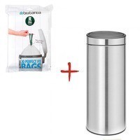 Brabantia Ведро для мусора Touch Bin 30 л + Набор мусорных пакетов PerfectFit R 36 л 30 шт 