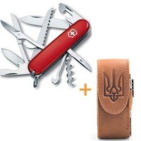 Комплект Victorinox Нож Huntsman 1.3715 + Чехол для ножа универсальный на липучке + Фонарь